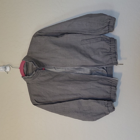 Adolfo Dominguez Gray Zipper Cropped Linen Jacket Size 10 - Picture 1 of 12